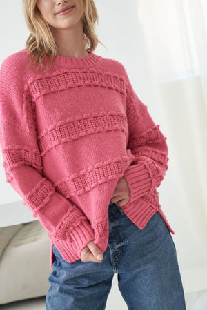 LITTLE LIES Girona Sweater - Fuchsia Jumpers + Knitwear - Zabecca Living