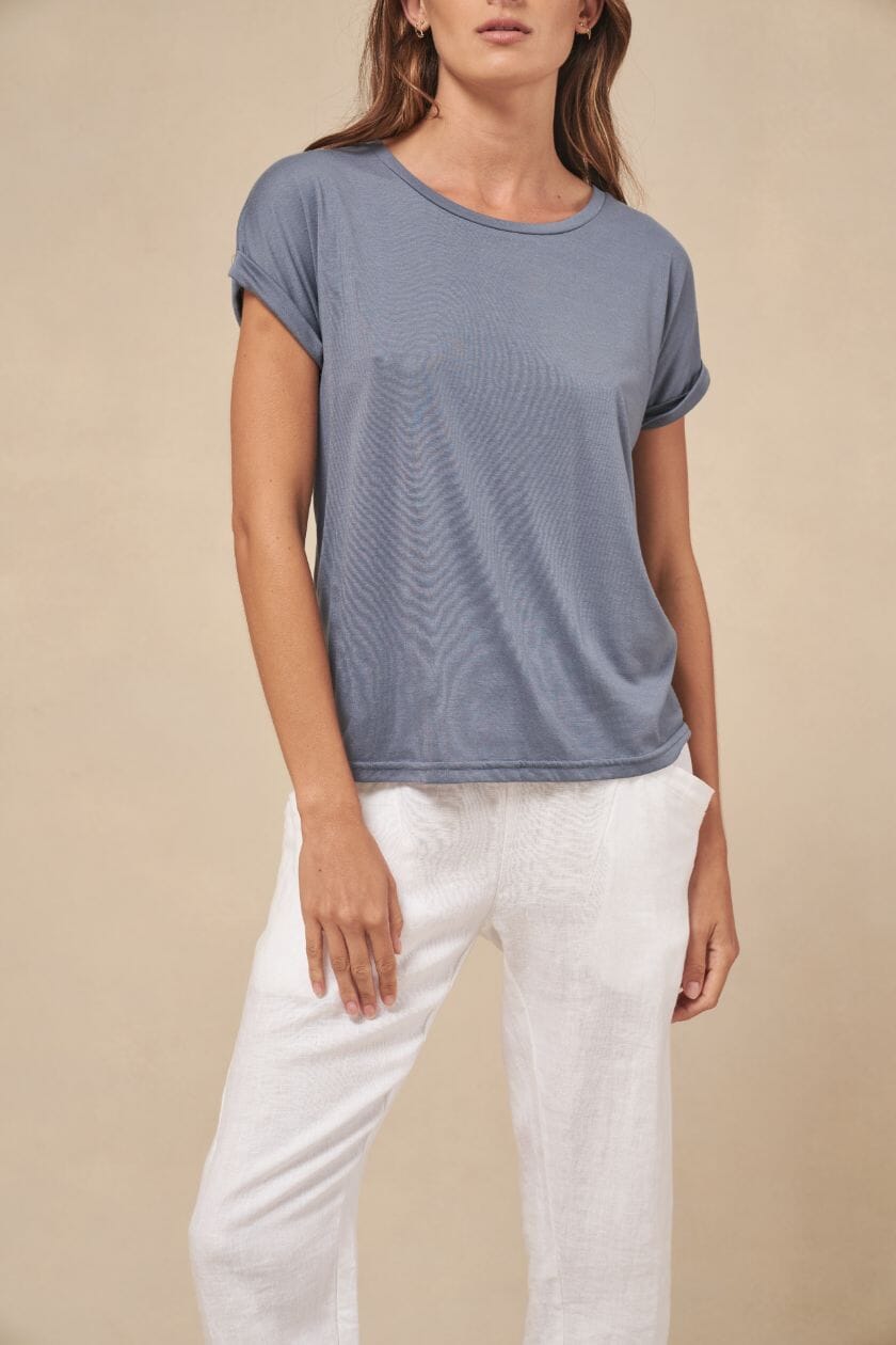 LITTLE LIES Roll Sleeve Tee - Denim Shirts & Blouses - Zabecca Living
