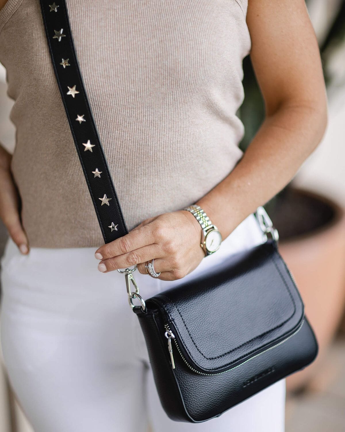 LOUENHIDE Apollo Guitar Strap - Black Silver HANDBAG - Zabecca Living