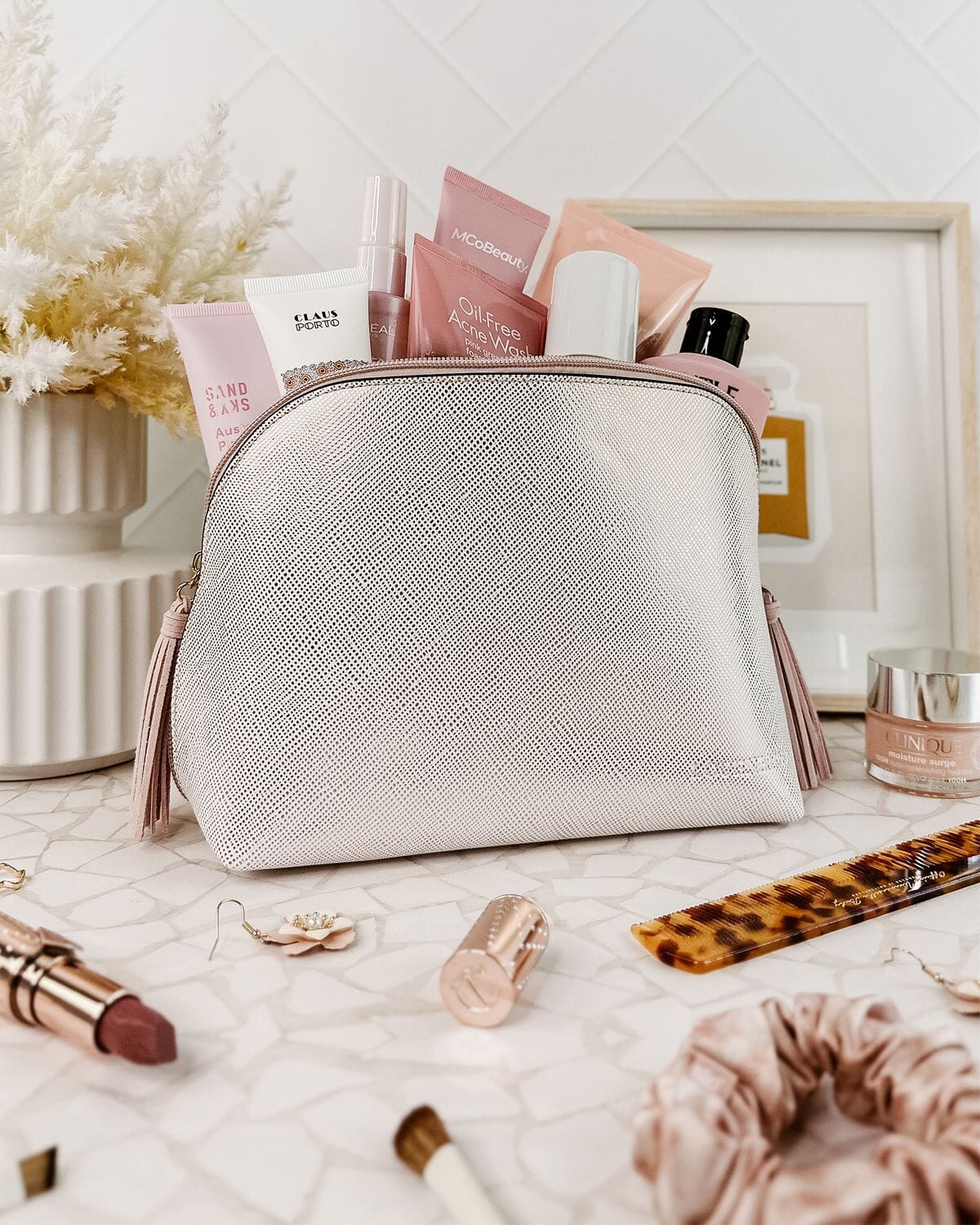 LOUENHIDE Audrey Makeup Case - Metallic Nude COSMETIC BAG - Zabecca Living