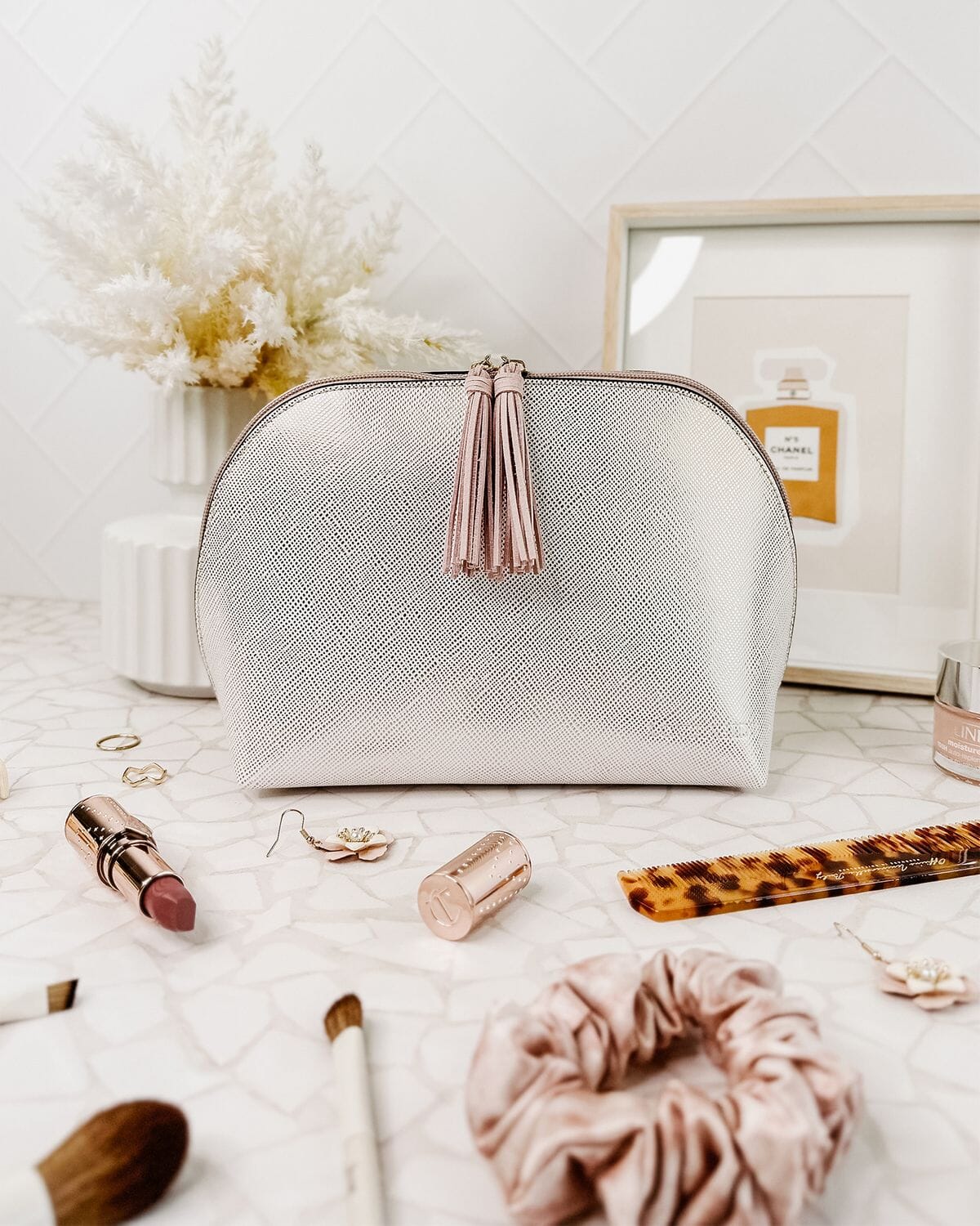 LOUENHIDE Audrey Makeup Case - Metallic Nude COSMETIC BAG - Zabecca Living