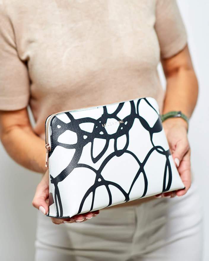 LOUENHIDE Bardot Swirl Case - White COSMETIC PURSE - Zabecca Living
