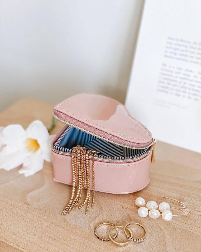LOUENHIDE Heart Jewellery Box - Patent Nude Jewellery Box - Zabecca Living
