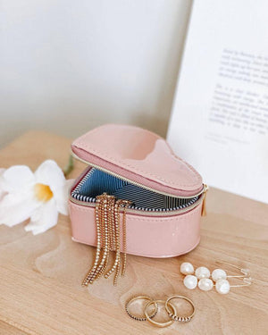 LOUENHIDE Heart Jewellery Box - Patent Nude Jewellery Box - Zabecca Living
