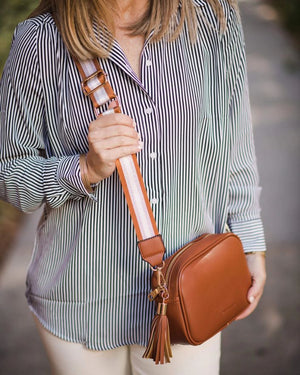 LOUENHIDE Jacinta Metallic Crossbody Bag - Tan HANDBAG - Zabecca Living