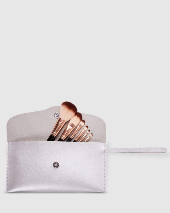 LOUENHIDE Makeup Brush set - Silver COSMETIC PURSE - Zabecca Living