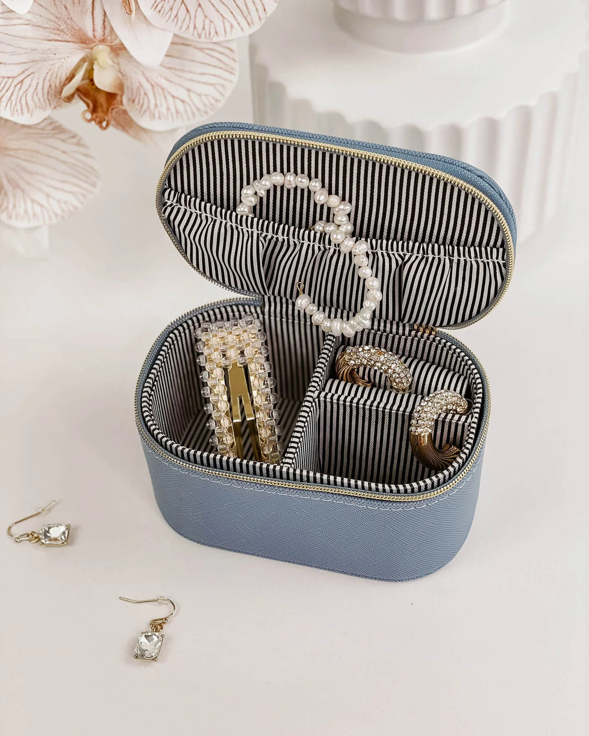 LOUENHIDE Olive Jewellery Box - Wedgewood Blue Jewellery Box - Zabecca Living