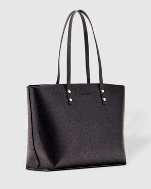 LOUENHIDE Riley Trio Ostrich Tote Bag - Black HANDBAG - Zabecca Living