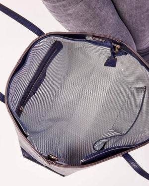LOUENHIDE Riley Trio Ostrich Tote Bag - Navy HANDBAG - Zabecca Living