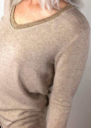 LOVE FROM ITALY Soft Jumper V Neck - Gold Jumpers - Zabecca Living