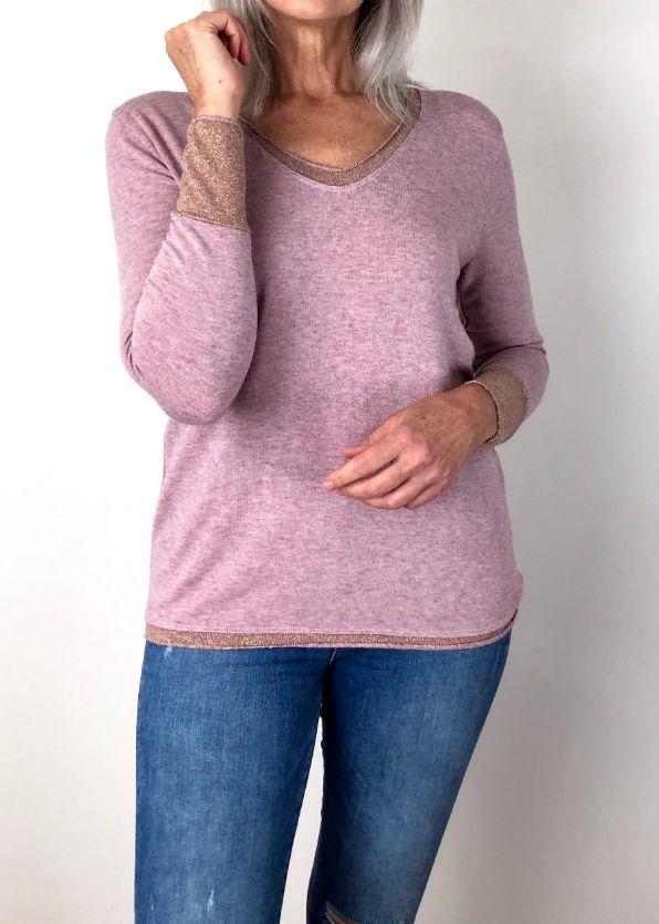LOVE FROM ITALY Soft Jumper V Neck - Soft Pink Jumpers + Knitwear - Zabecca Living