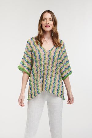 LOVE FROM ITALY Volterra Nights Top - Blue Lime Shirts & Blouses - Zabecca Living