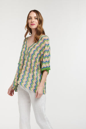 LOVE FROM ITALY Volterra Nights Top - Blue Lime Shirts & Blouses - Zabecca Living