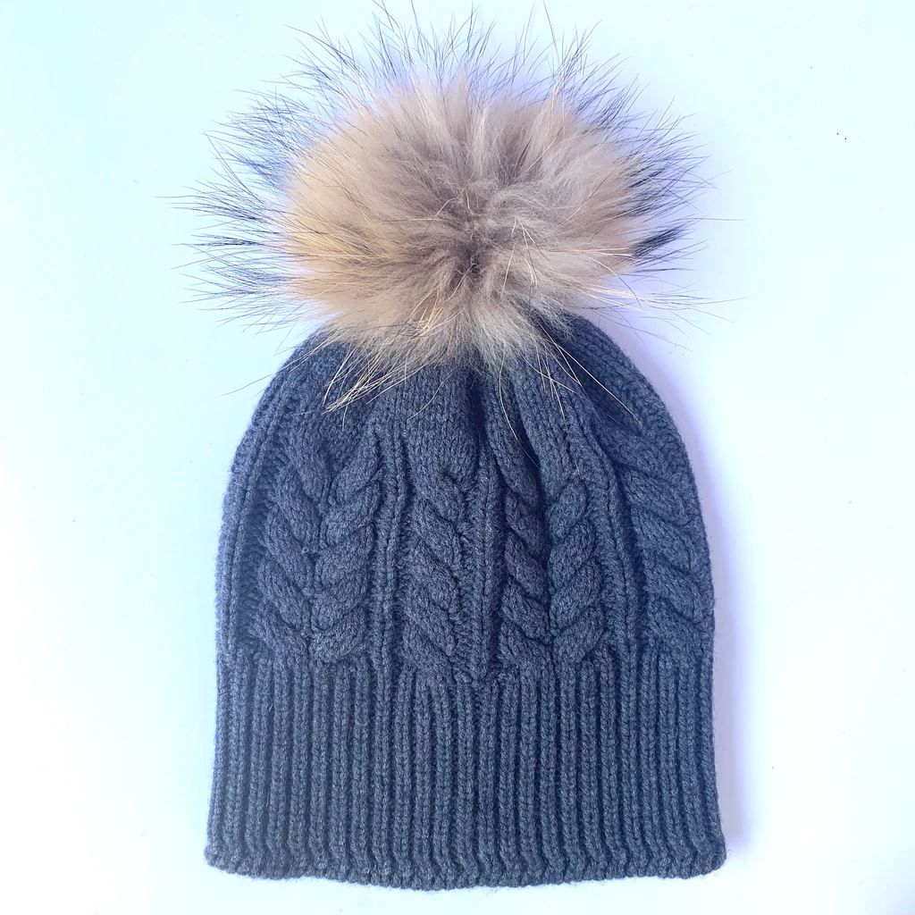 LOVE KATE Absolutely, I'm in! Merino Jumbo Cable Beanie - Pressed Metal Beanie - Zabecca Living