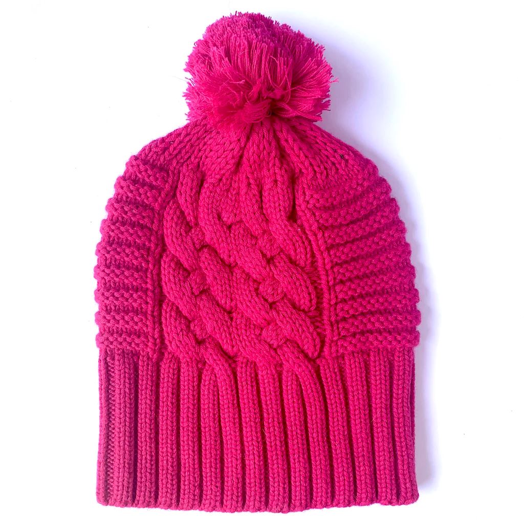 LOVE KATE Up for Anything Merino Jumbo Cable Beanie - Lippy Pink Beanie - Zabecca Living