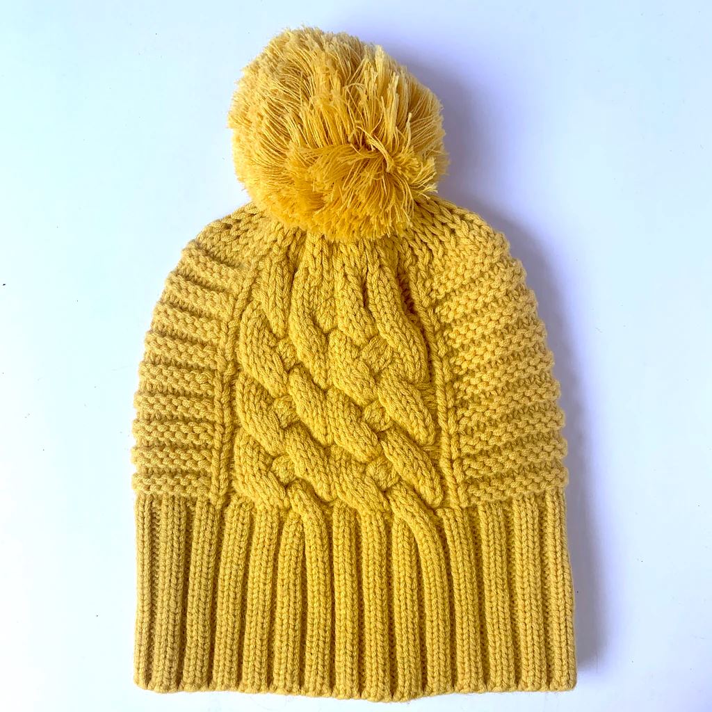 LOVE KATE Up for Anything Merino Jumbo Cable Beanie - Old Gold Beanie - Zabecca Living