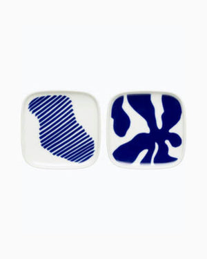 MARIMEKKO Ruudut Plate 2 Pieces - White/Blue Plate - Zabecca Living