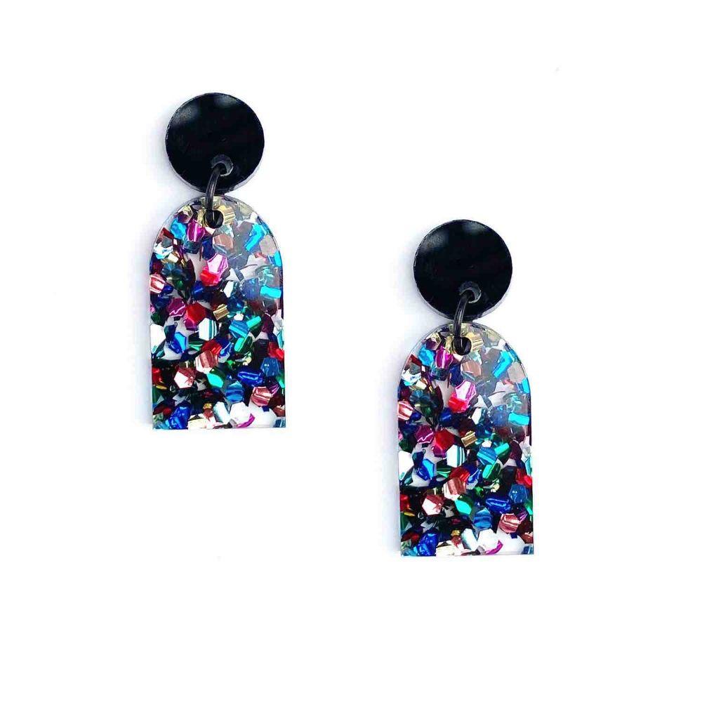 MARTHA JEAN Arc Earrings - Black/Disco Earrings - Zabecca Living