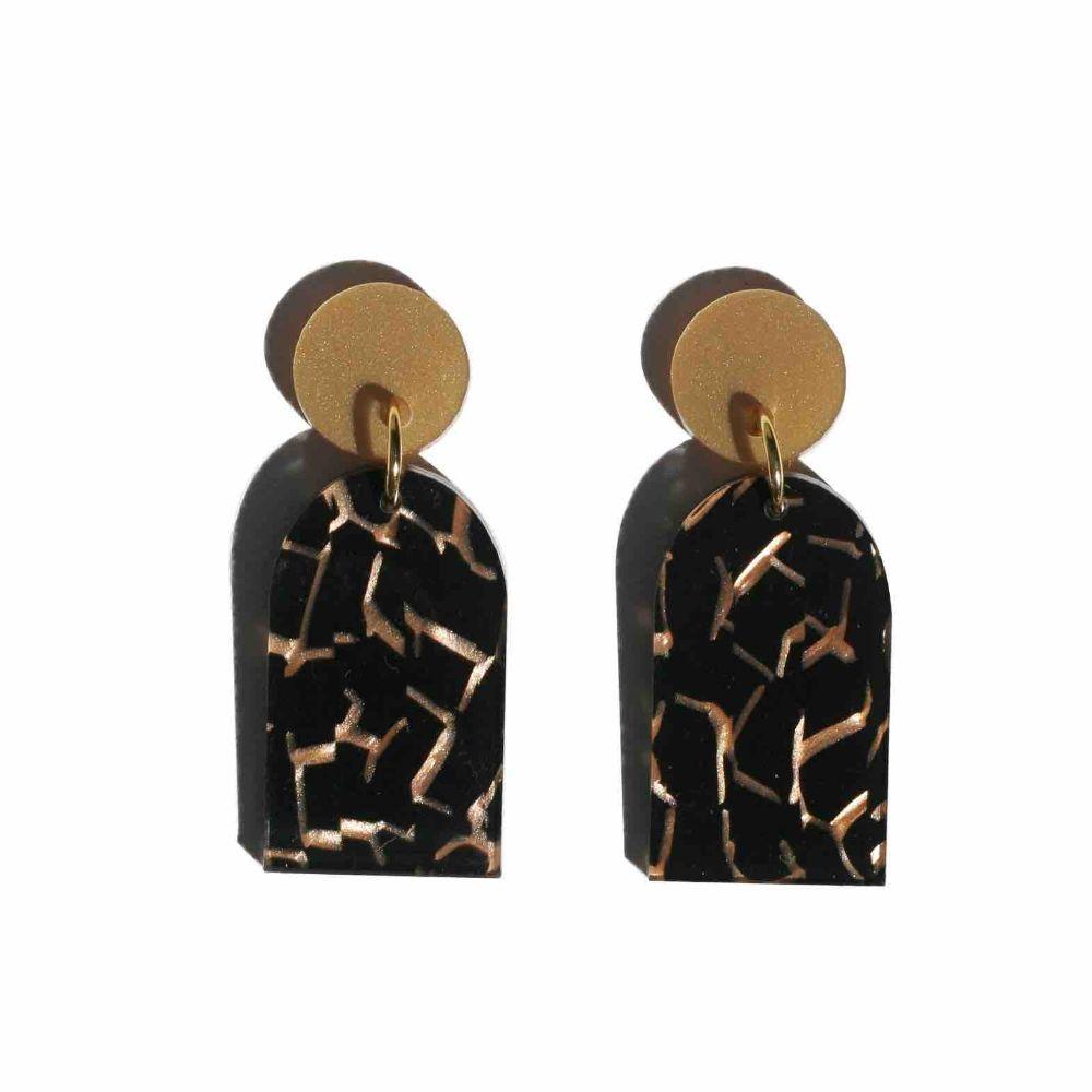 MARTHA JEAN Arc Earrings - Tiger Black Earrings - Zabecca Living
