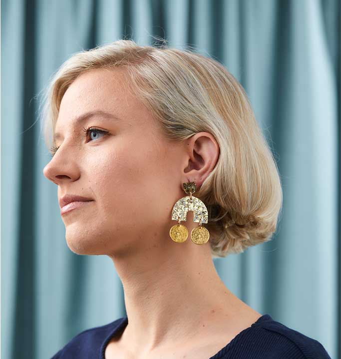 MARTHA JEAN Archway Earrings - Gold/Gold Earrings - Zabecca Living