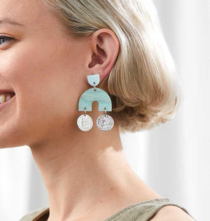 MARTHA JEAN Archway Earrings - Mint/Silver Earrings - Zabecca Living