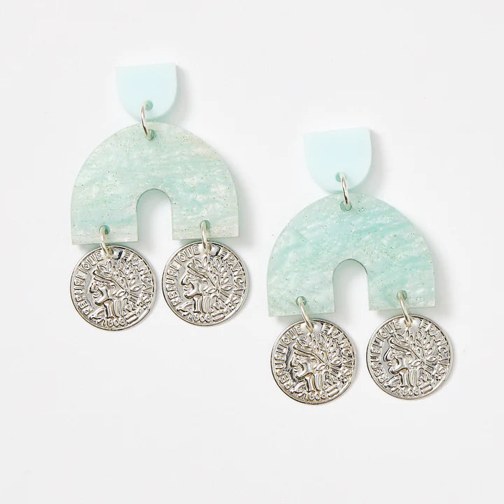 MARTHA JEAN Archway Earrings - Mint/Silver Earrings - Zabecca Living