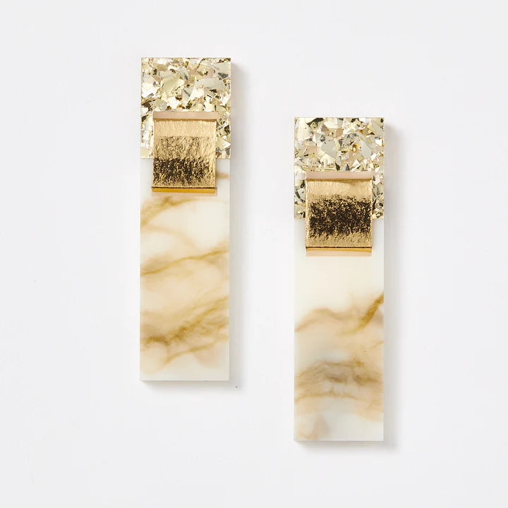 MARTHA JEAN Arya Earrings - Gold/Marble Earrings - Zabecca Living