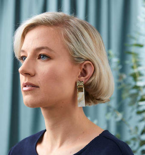 MARTHA JEAN Arya Earrings - Gold/Marble Earrings - Zabecca Living