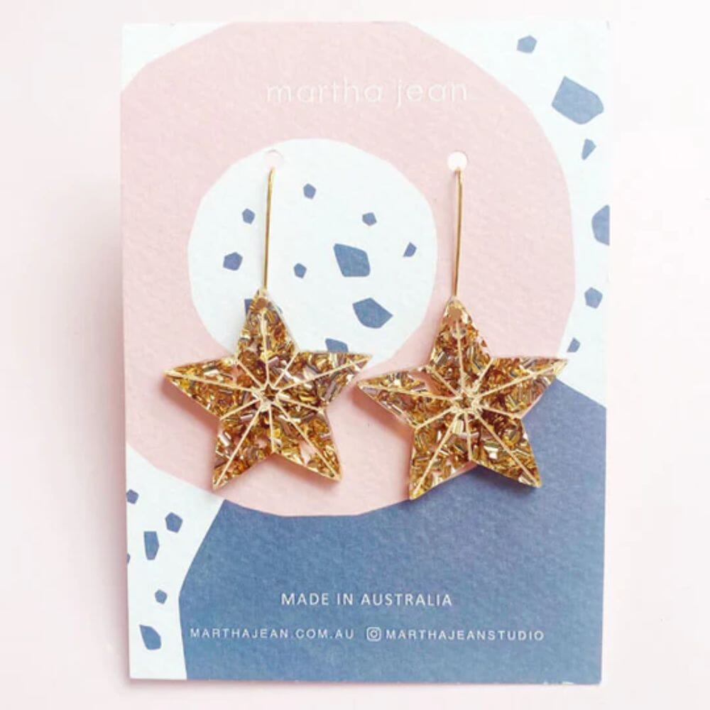 MARTHA JEAN Christmas Star Earrings - Gold Dust Earrings - Zabecca Living