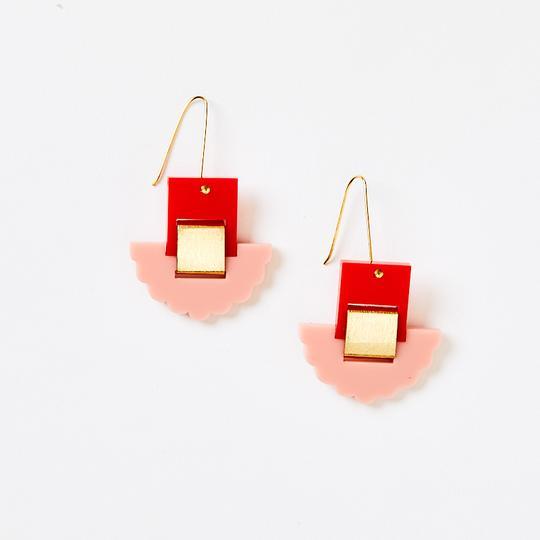 MARTHA JEAN Frill Earrings - Pink/Red Earrings - Zabecca Living