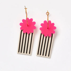 MARTHA JEAN Inez Earrings - Hot Pink/Beige Earrings - Zabecca Living