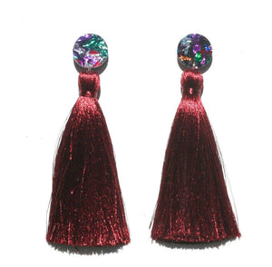 MARTHA JEAN Luscious Tassel Earrings Earrings CONFETTI / BURGUNDY - Zabecca Living