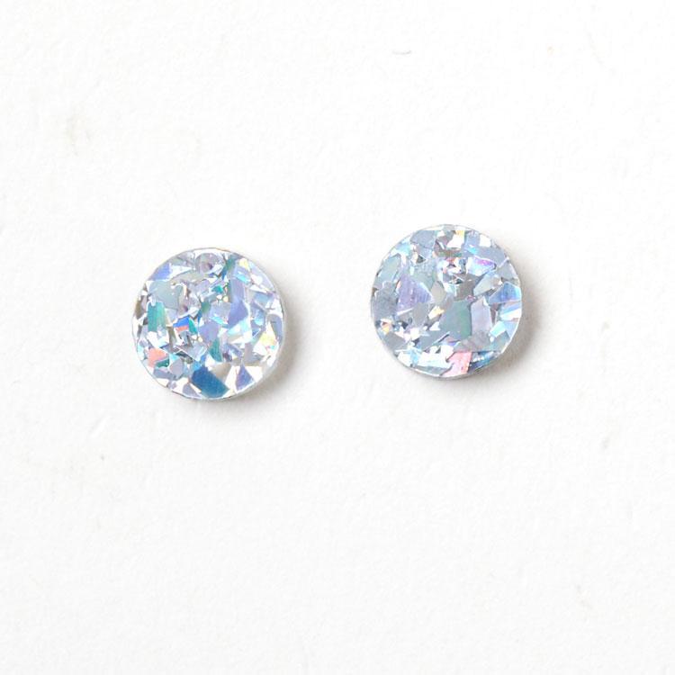 MARTHA JEAN Mini Circle Stud Earrings - Silver/Iridescent Earrings - Zabecca Living
