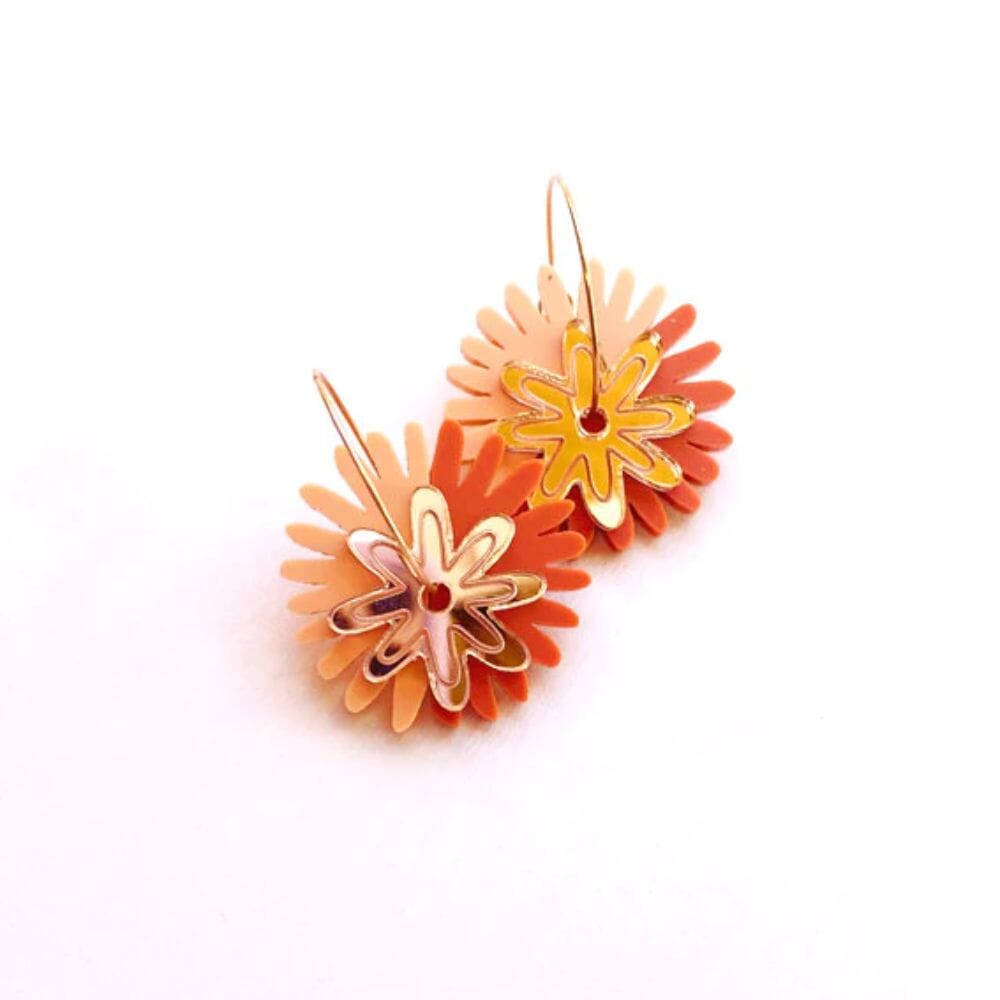 MARTHA JEAN Pom Pom Flower Earrings - Peach/Rose Gold Earrings - Zabecca Living