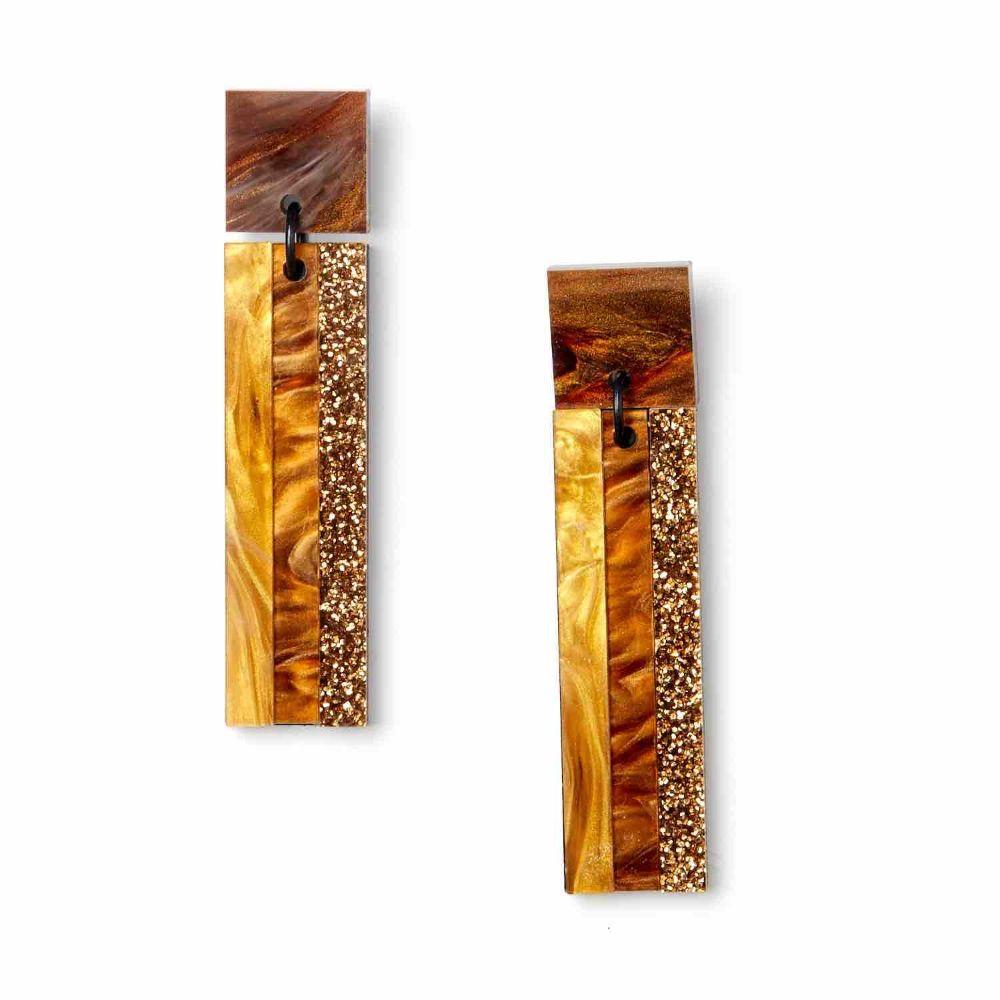 MARTHA JEAN Stripe Earrings - Brown Earrings - Zabecca Living
