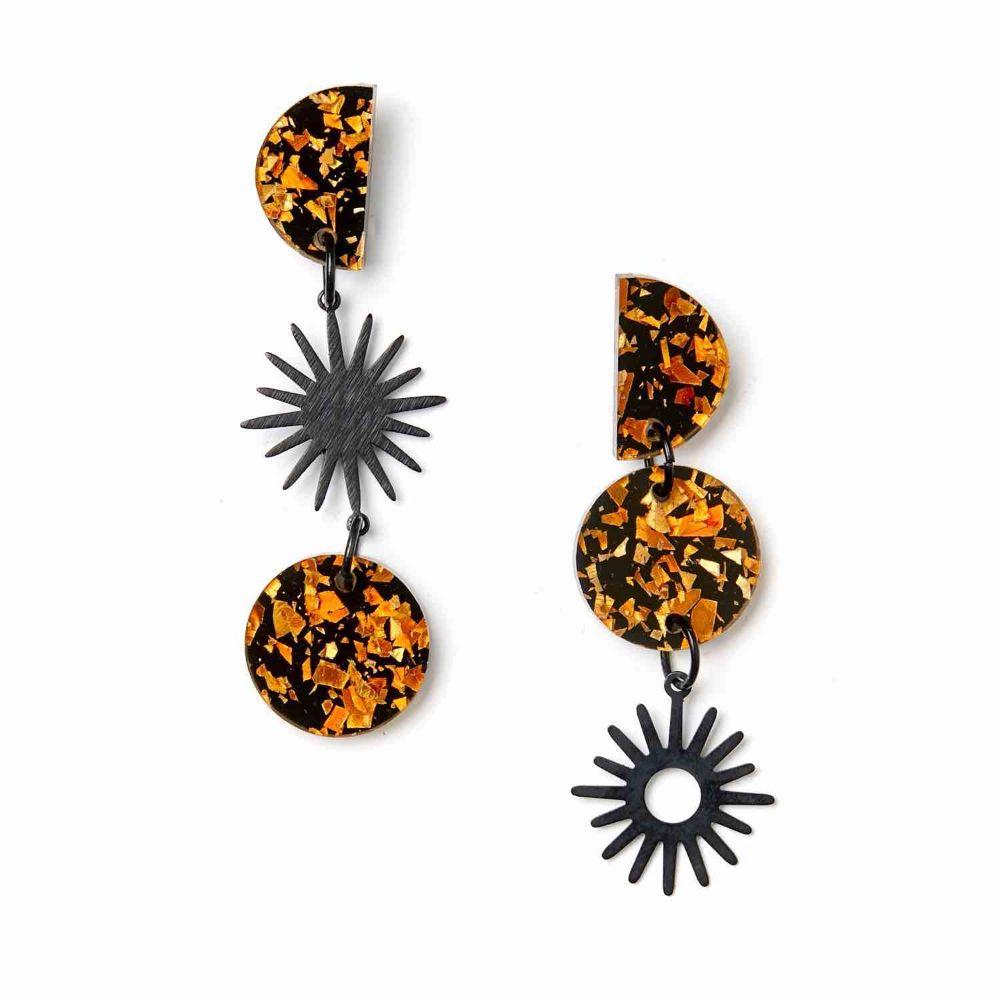 MARTHA JEAN Sun Moon Earrings - Orange Earrings - Zabecca Living