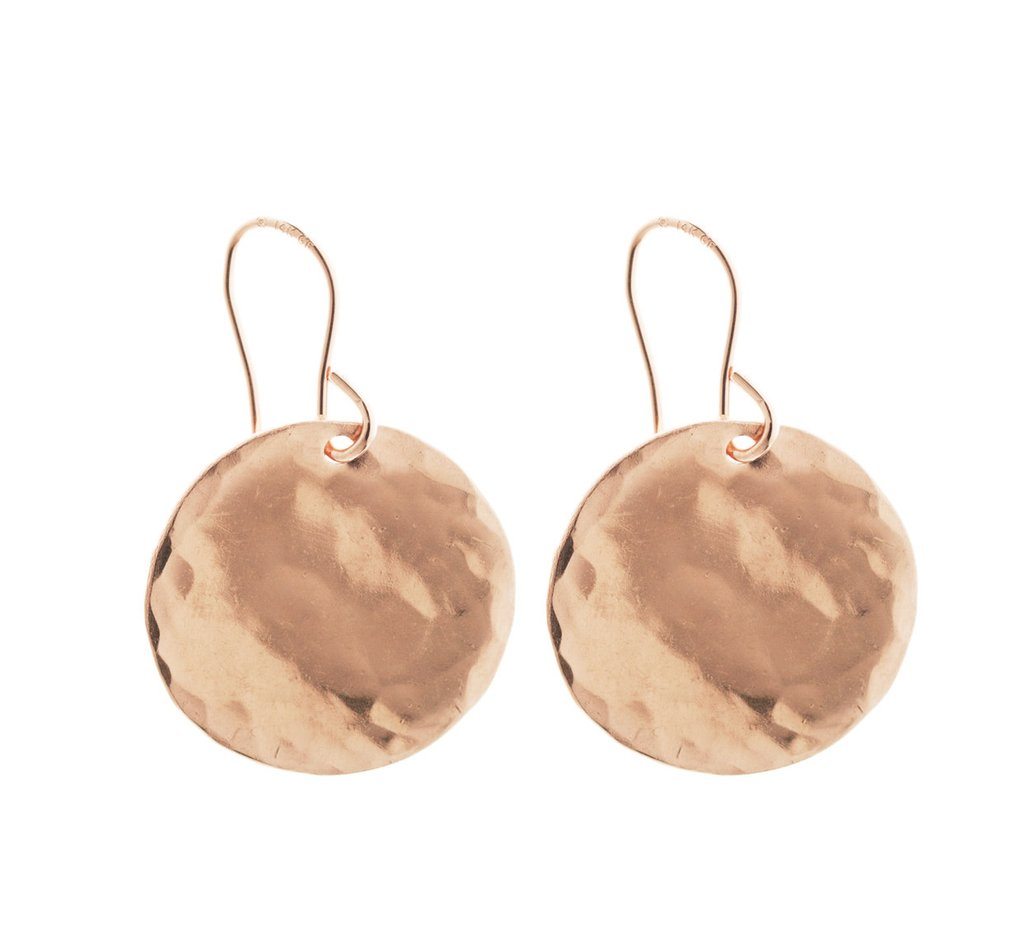 MISUZI Hammered Disc Earrings - Large Earrings ROSE GOLD - Zabecca Living