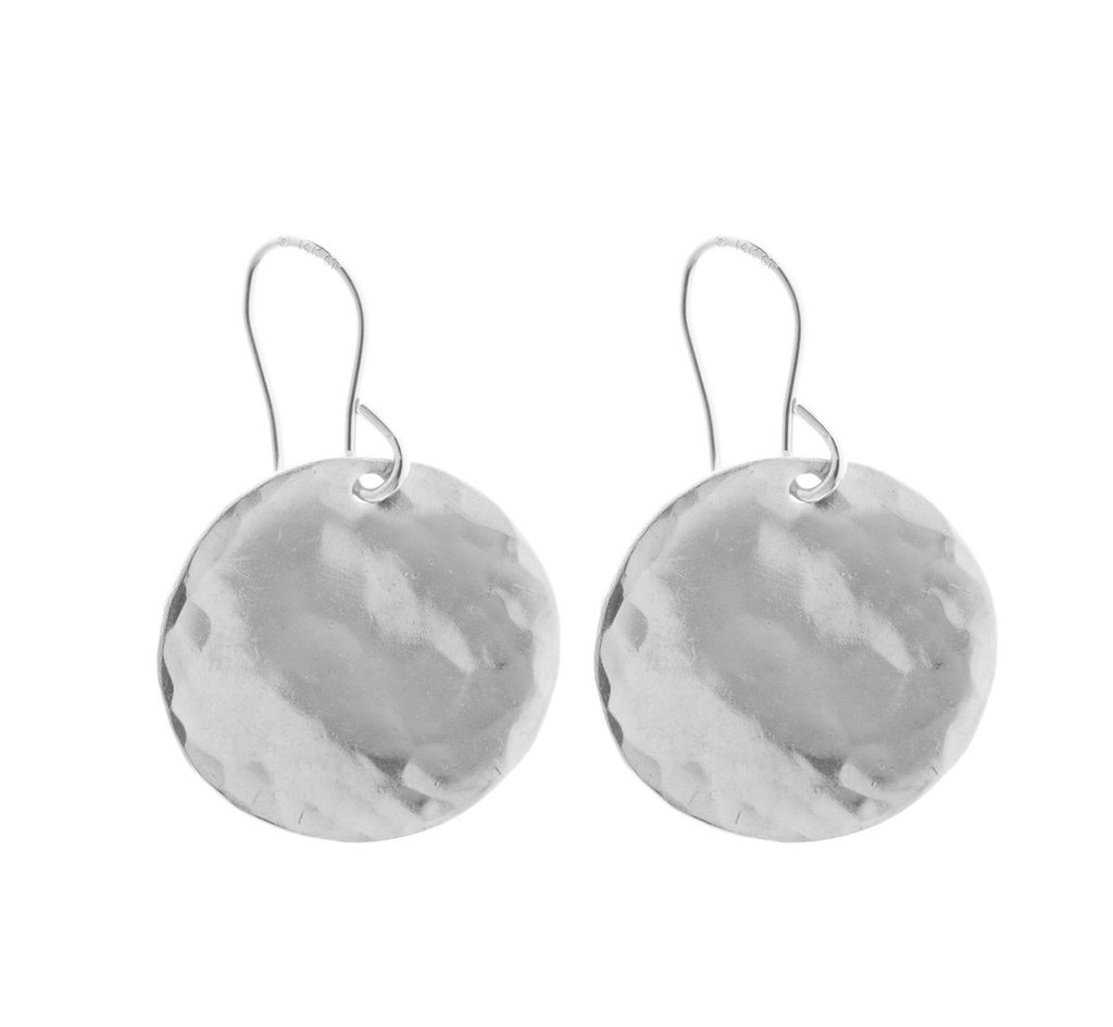 MISUZI Hammered Disc Earrings - Large Earrings STIRLING SILVER - Zabecca Living
