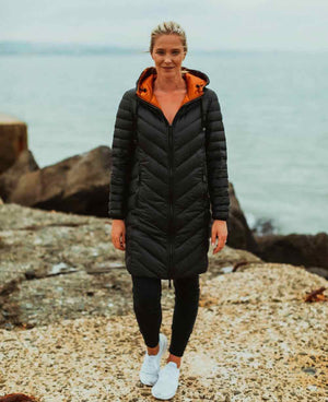 MOKE Arnie Reversible Down Coat - Wetlook Black Tobacco Jackets + Coats - Zabecca Living