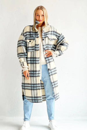 MOSK MELBOURNE Stirling Jacket - Pale Blue and Cream Jackets + Coats - Zabecca Living