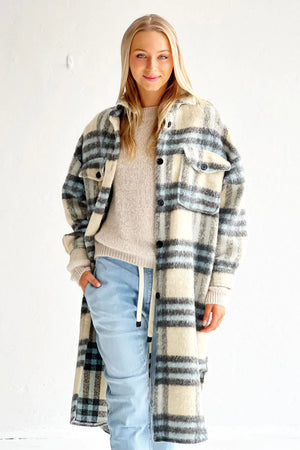 MOSK MELBOURNE Stirling Jacket - Pale Blue and Cream Jackets + Coats - Zabecca Living
