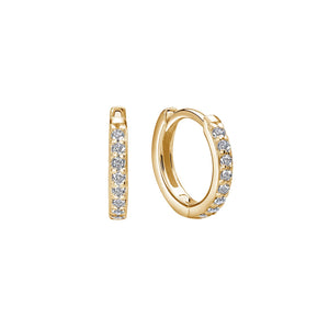 MURKANI 11mm Huggies White Topaz - 18KT Yellow Gold Plate Earrings - Zabecca Living