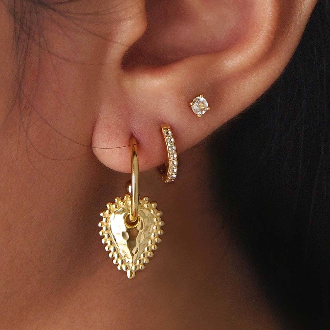 MURKANI 11mm Huggies White Topaz - 18KT Yellow Gold Plate Earrings - Zabecca Living