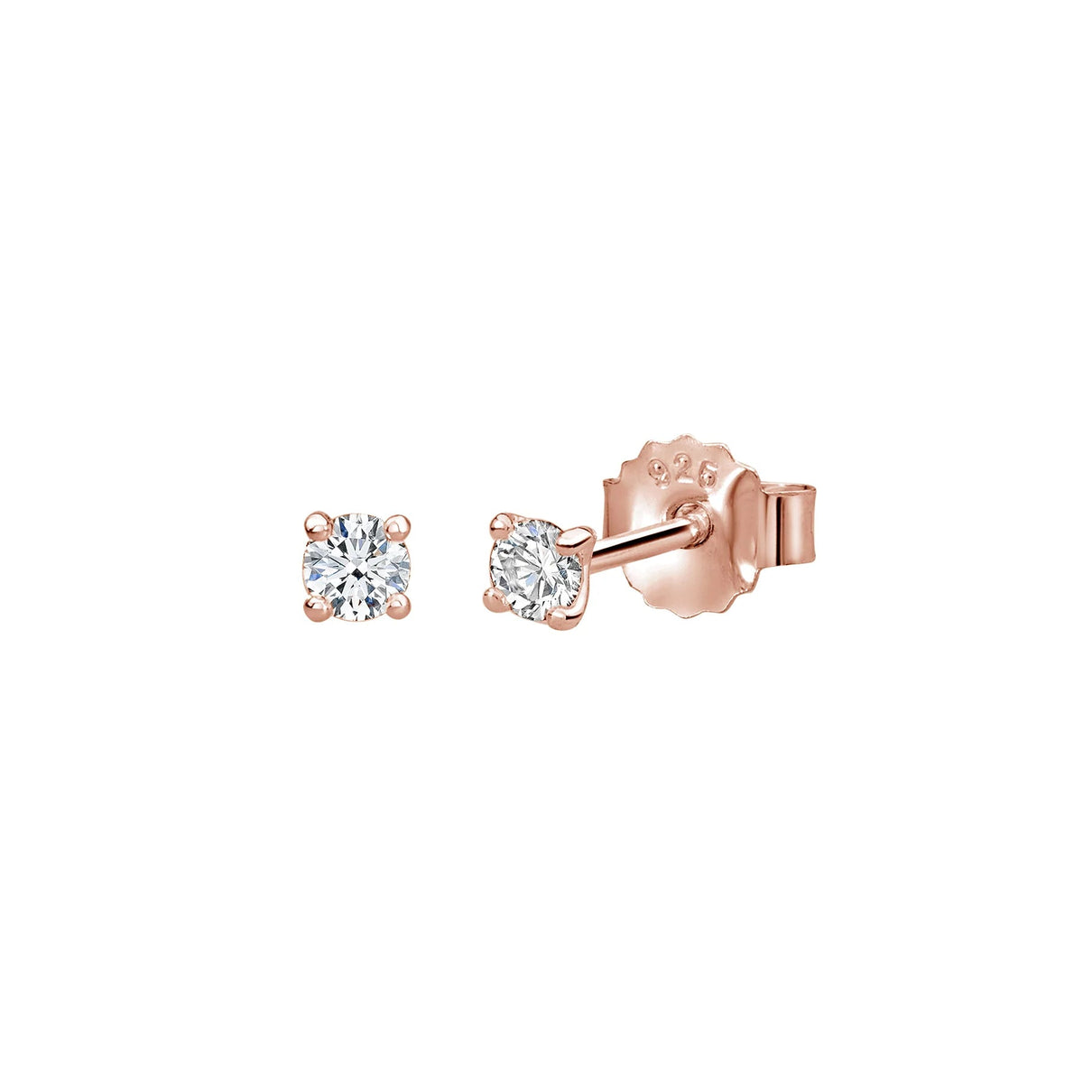 MURKANI 3mm Studs White Topaz - Rose Gold Earrings - Zabecca Living