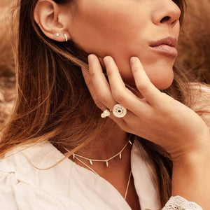 MURKANI 9mm Huggies White Topaz - 18KT Yellow Gold Plate Earrings - Zabecca Living