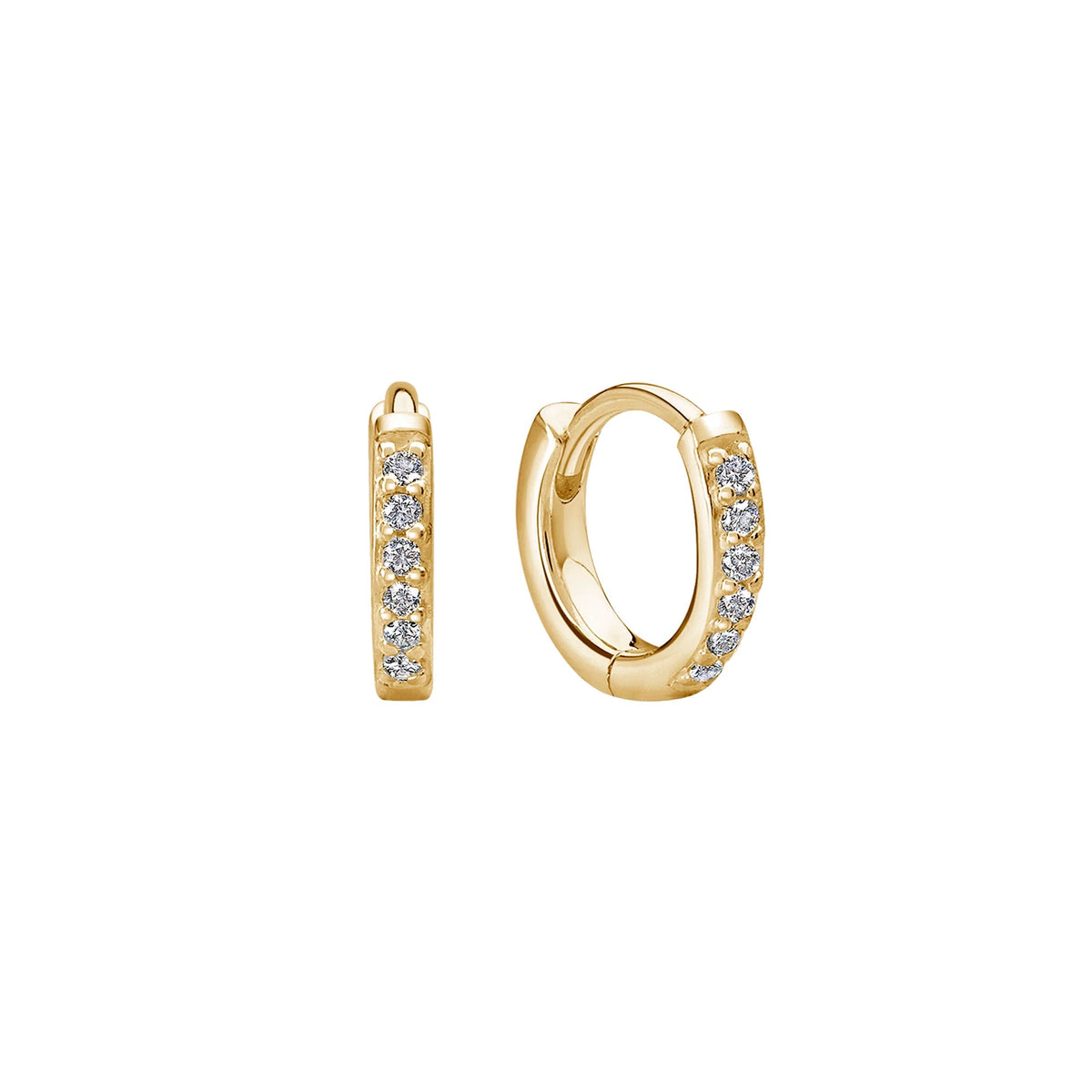 MURKANI 9mm Huggies White Topaz - 18KT Yellow Gold Plate Earrings - Zabecca Living