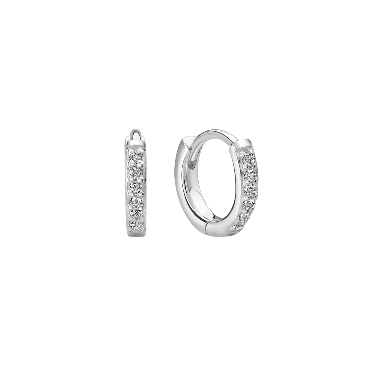 MURKANI 9mm Huggies White Topaz - Sterling Silver Earrings - Zabecca Living