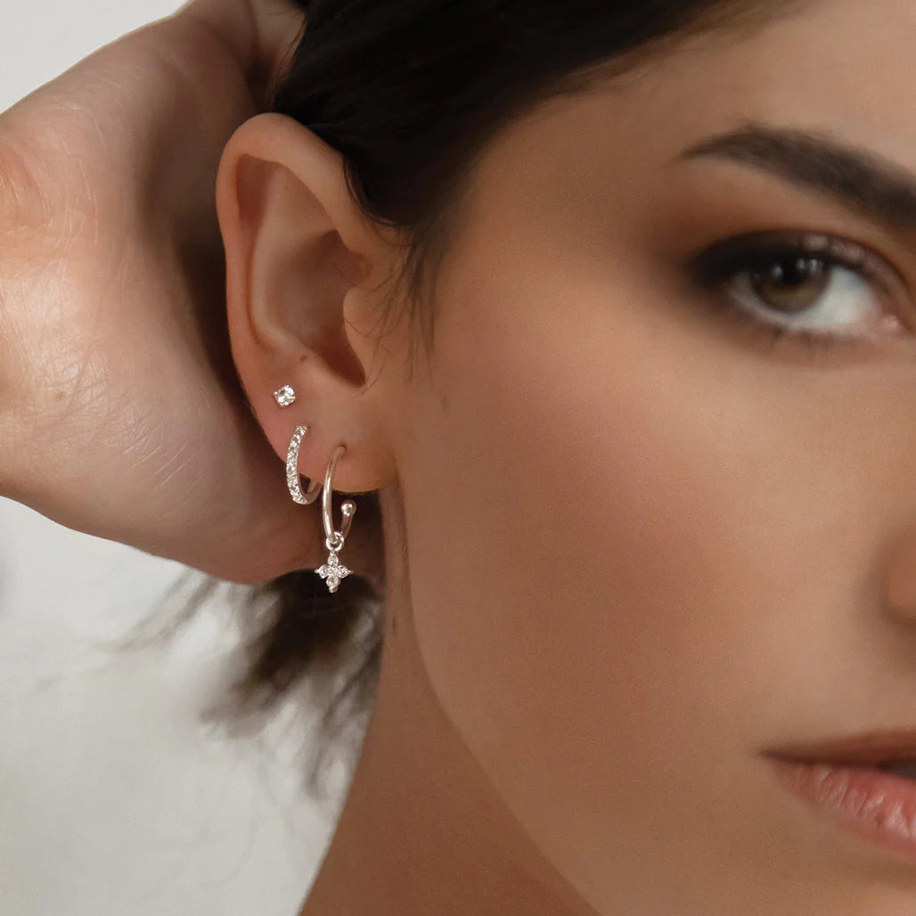 MURKANI Clover Hoop White Topaz - Sterling SIlver Earrings - Zabecca Living