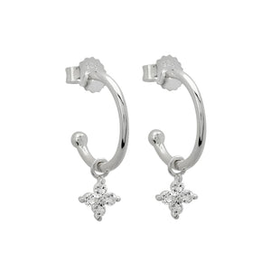 MURKANI Clover Hoop White Topaz - Sterling SIlver Earrings - Zabecca Living