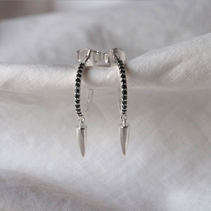 MURKANI Dagger Hoops Black Spinel - Sterling Silver Earrings - Zabecca Living